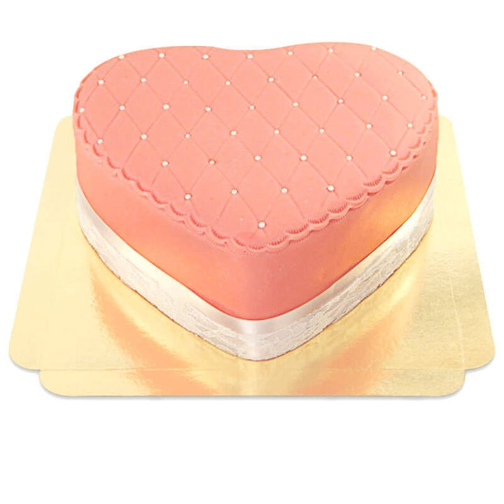 Pink Deluxe Valentine’s Day Cake in Heart Shape – Double Height