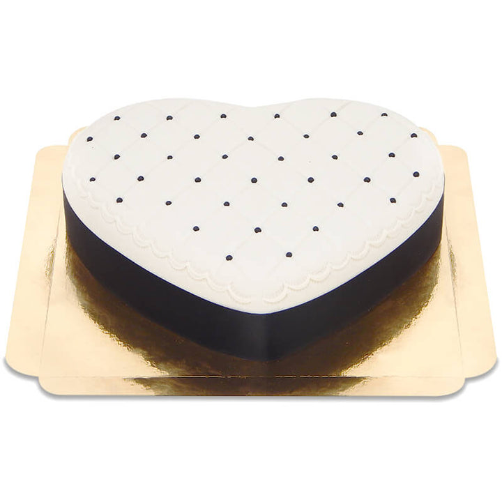 Deluxe Valentine’s Day cake in heart shape, black & white