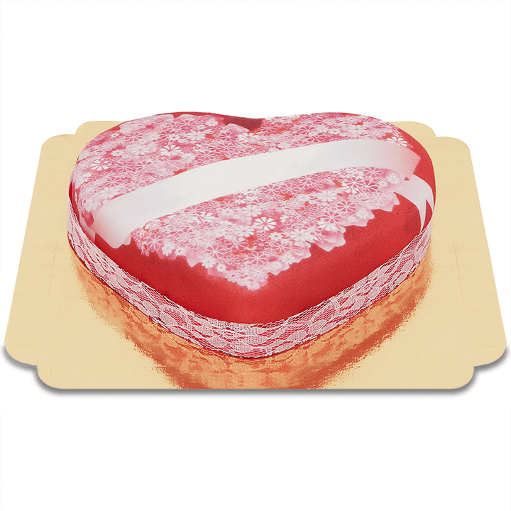 Heart-shaped love message cake
