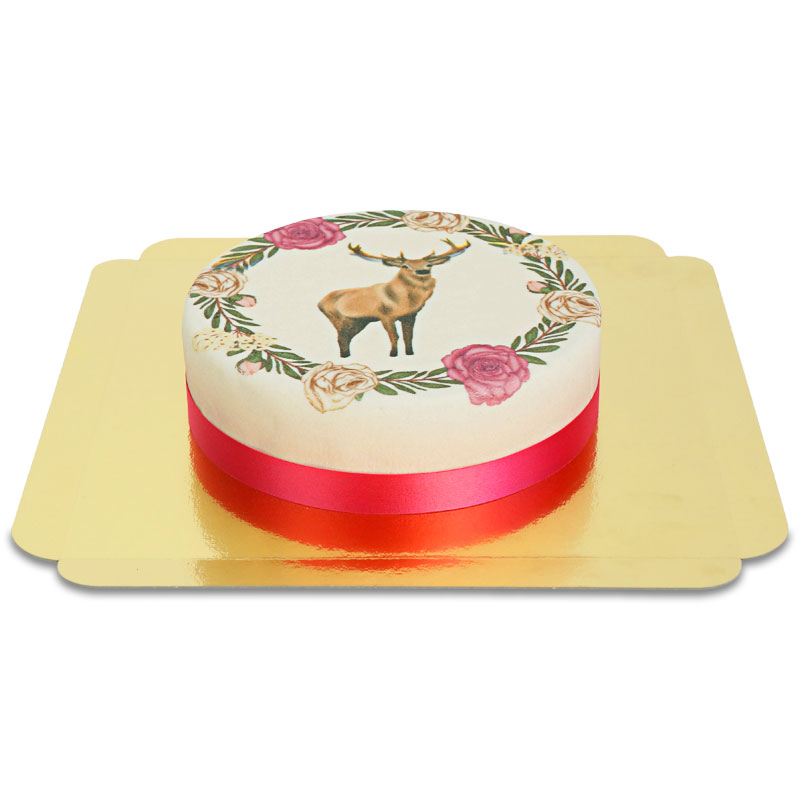 Deer with Flower Wreath Cake