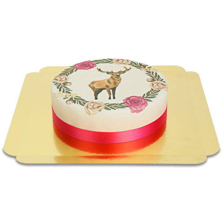Deer with Flower Wreath Cake