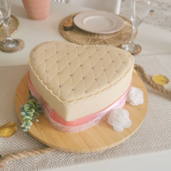 White Deluxe Valentine’s Day cake in heart shape – double height