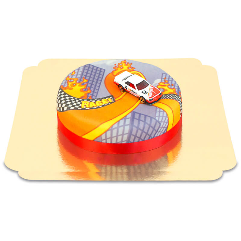 Hot Wheels® toy car on a cake