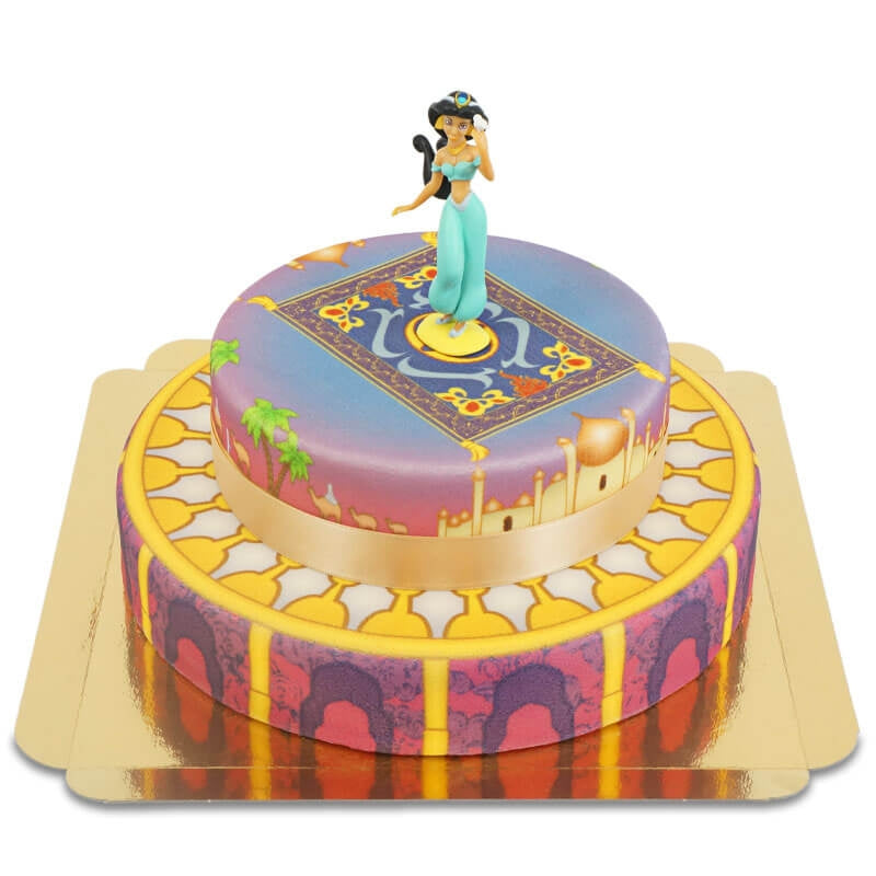 Princess Jasmine® on a two-tiered carpet over a palace cake