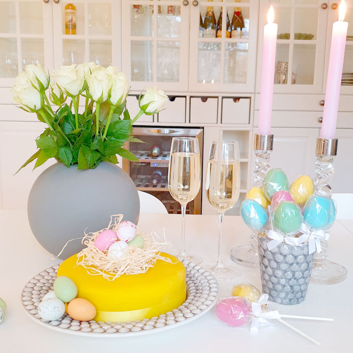 Yellow cake with cake ribbon