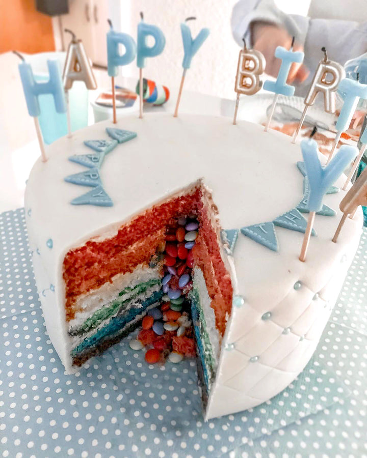 Happy Birthday Deluxe Cake - BLUE - Double Height
