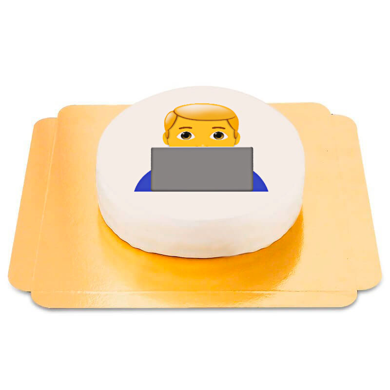 Boy at a PC Emoji Cake