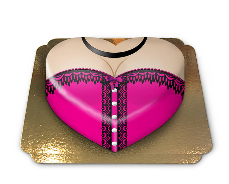 Pink heart-shaped corset cake