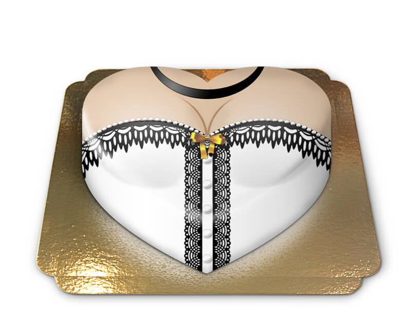 White heart-shaped corset cake