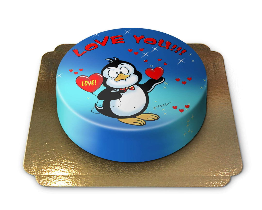 Love You Penguin Cake