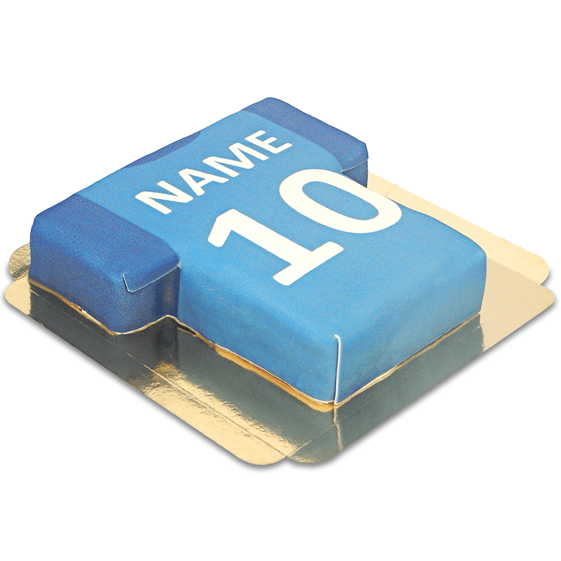 Football shirt cake, blue with dark blue sleeves