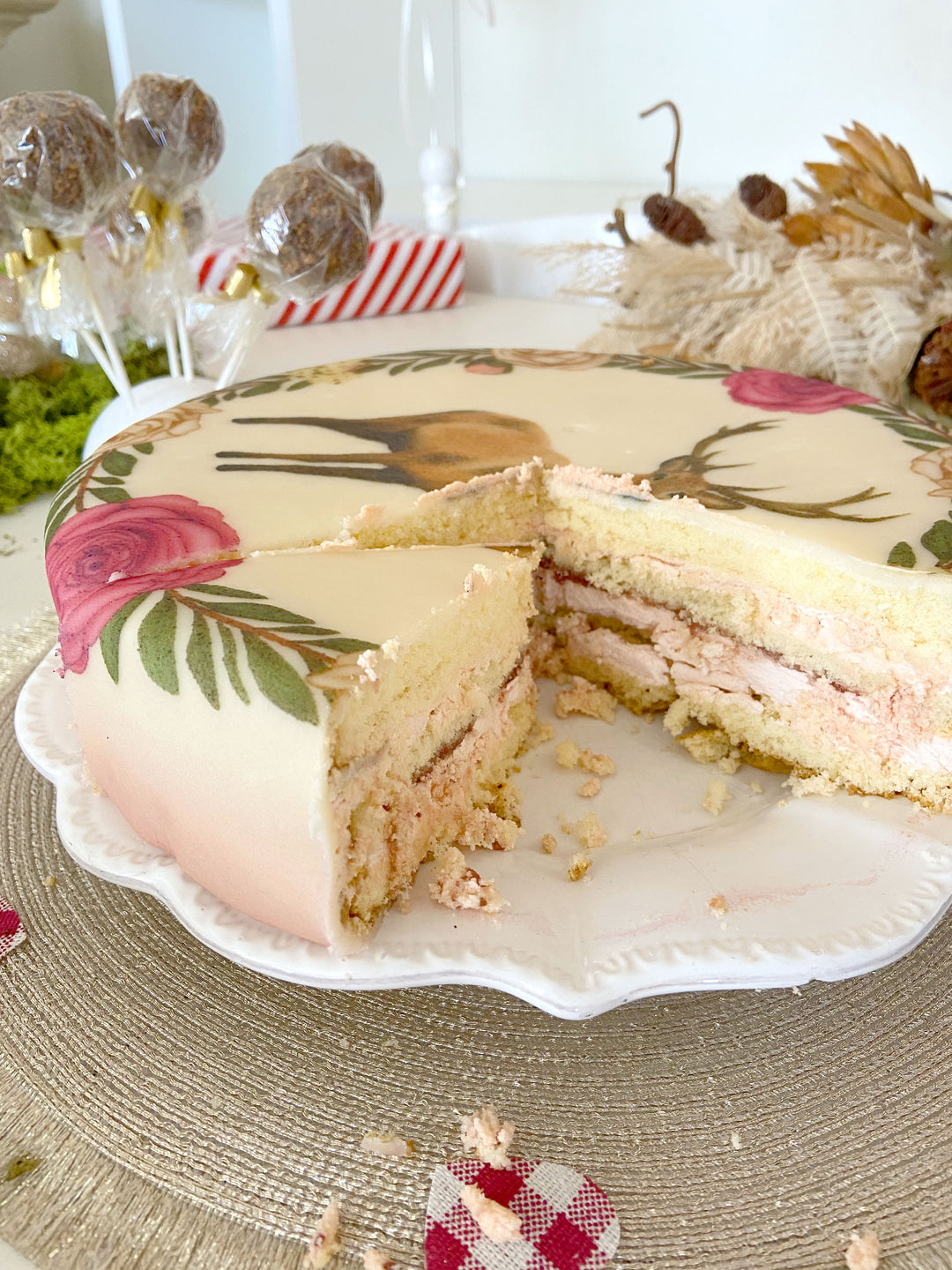 Deer with Flower Wreath Cake