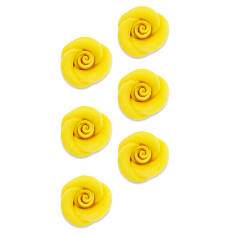Yellow Marzipan Roses, approx. 35 mm (set of 6)