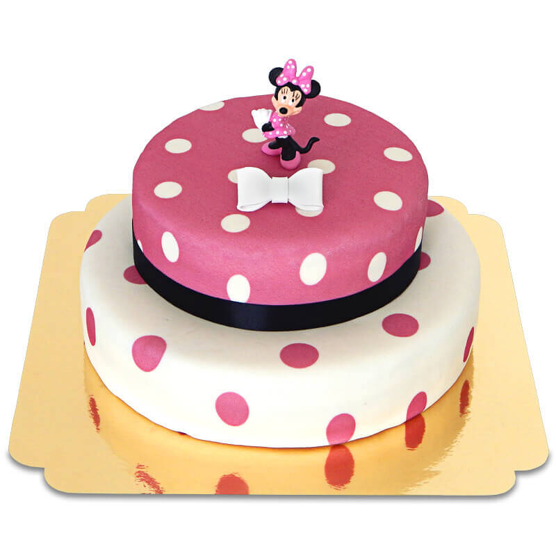 Minnie Mouse® on a 2-tier polka dot cake