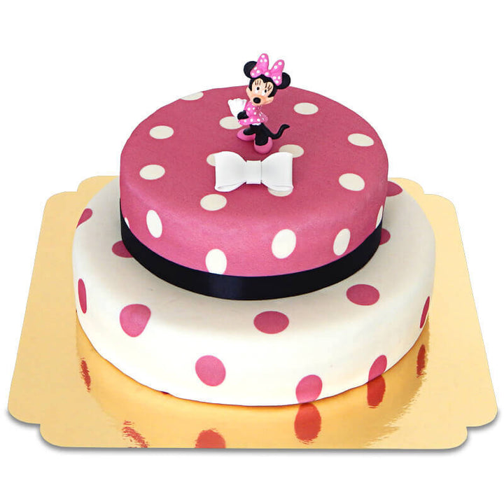 Minnie Mouse® on a 2-tier polka dot cake