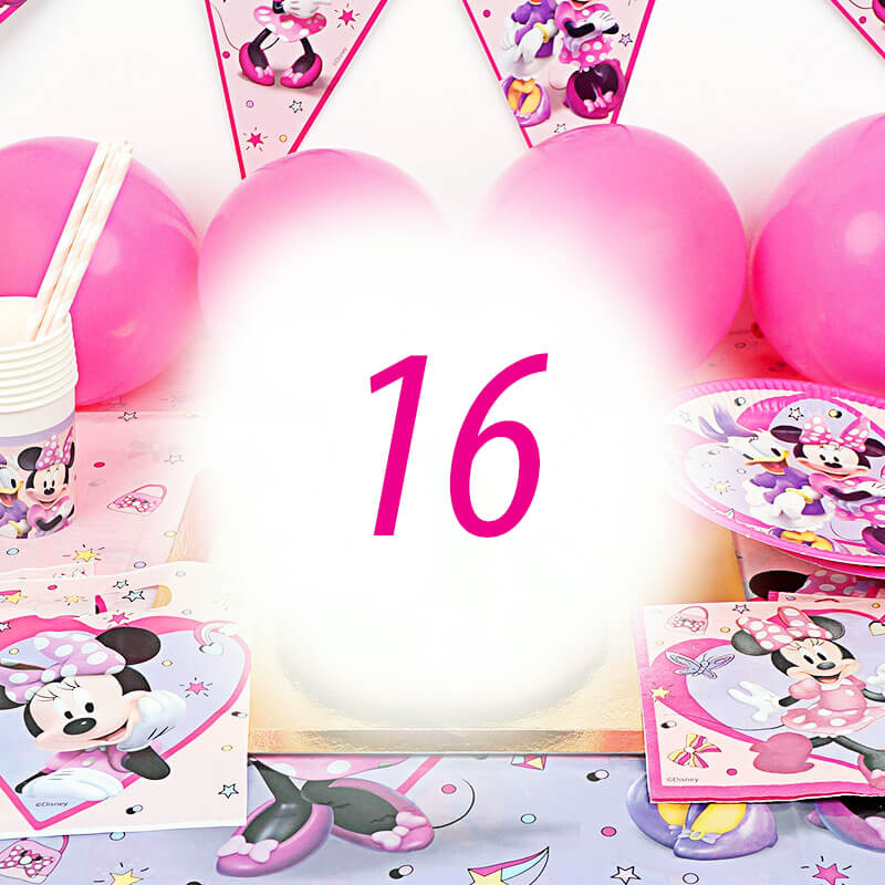 Minnie Mouse® party set for 16 people – without cake