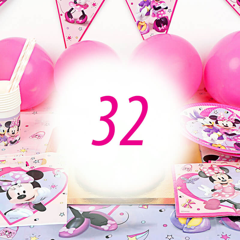 Minnie Mouse® Party Set for 32 people – without cake