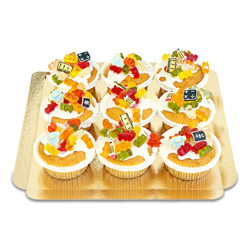First day at school muffins with HARIBO® Goldbears & sugar decorations