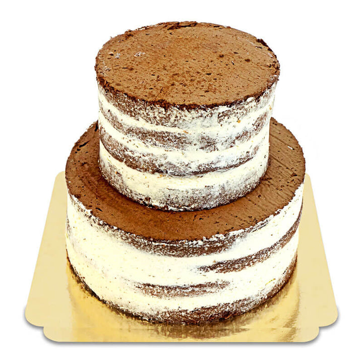 Chocolate and Vanilla Naked Cake Wedding Cake