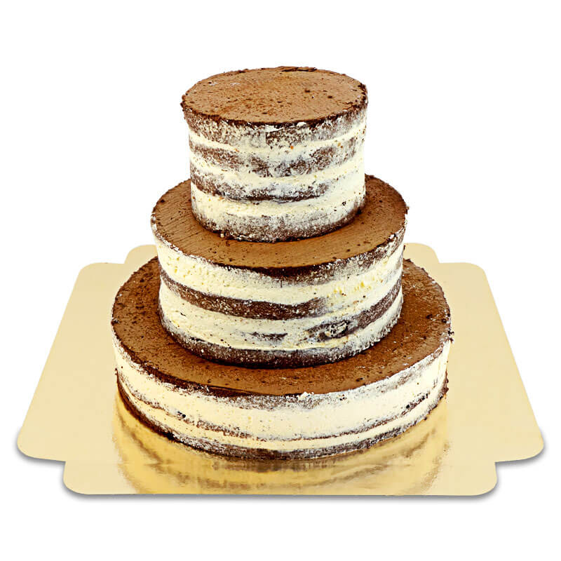 Chocolate and Vanilla Naked Cake Wedding Cake