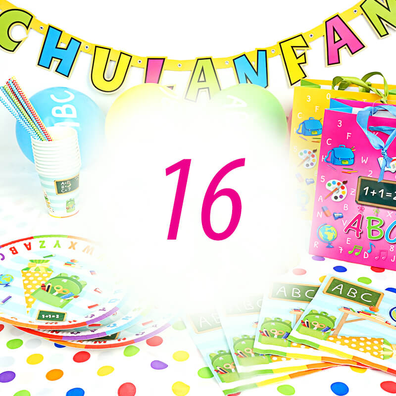 First Day at School Party Set for 16 people – without cake