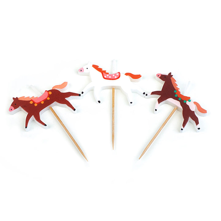 Horse cake candles (3 pieces)