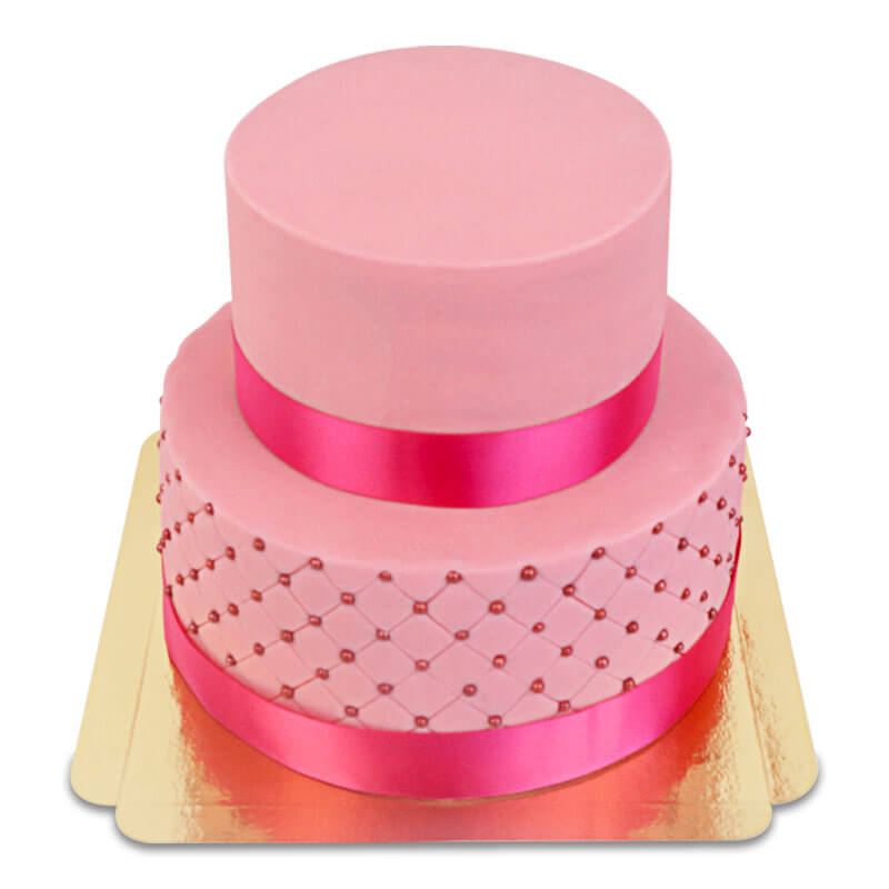 Pink wedding cake with sugar pearls