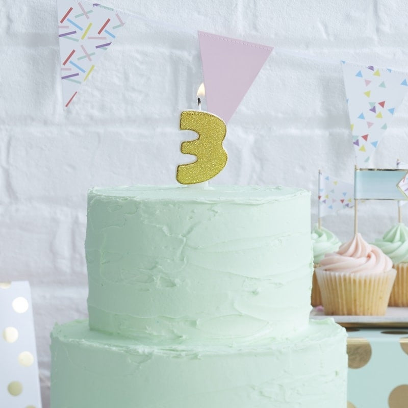 Gold number candle 3, approx. 6 cm