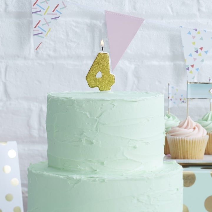 Gold number candle 4, approx. 6 cm