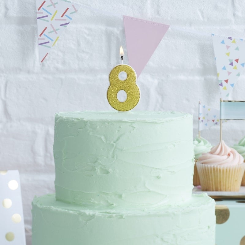 Gold number candle 8, approx. 6 cm