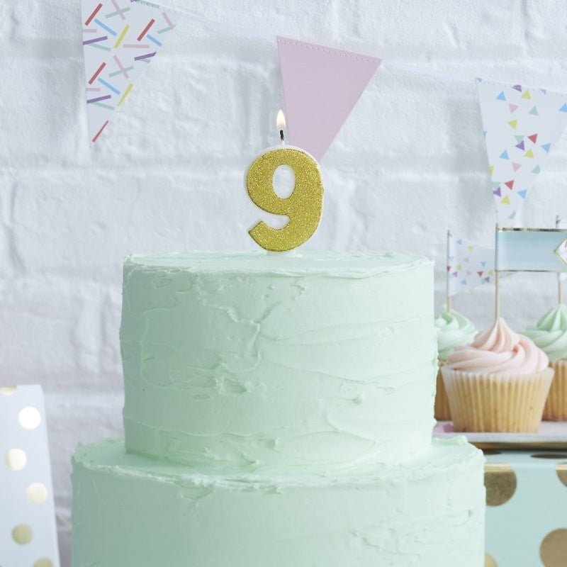 Gold number candle 9, approx. 6 cm