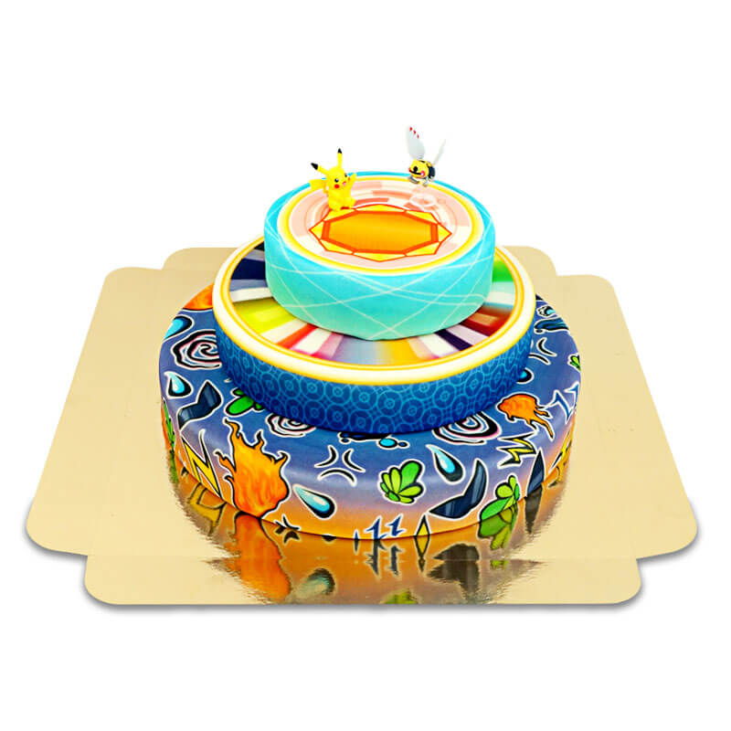 Pokémon® figure on a 3-tier medal cake