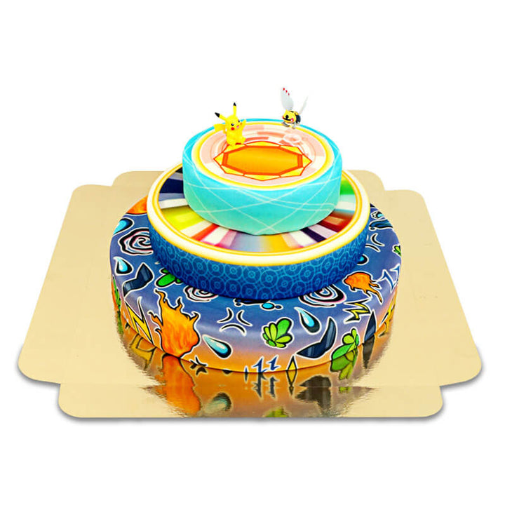 Pokémon® figure on a 3-tier medal cake
