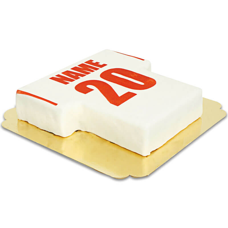 Football shirt cake, white with red