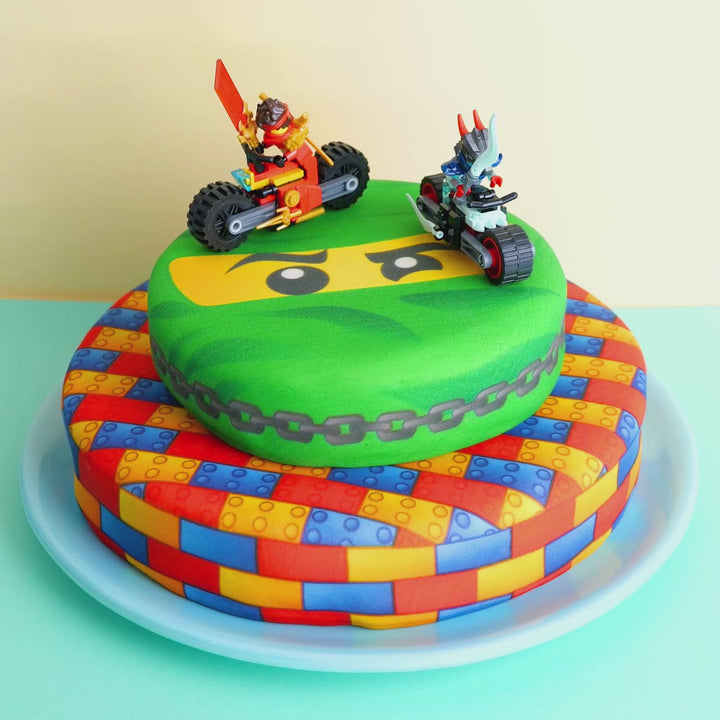 Lego® Ninjago® on a two-tier ninja cake