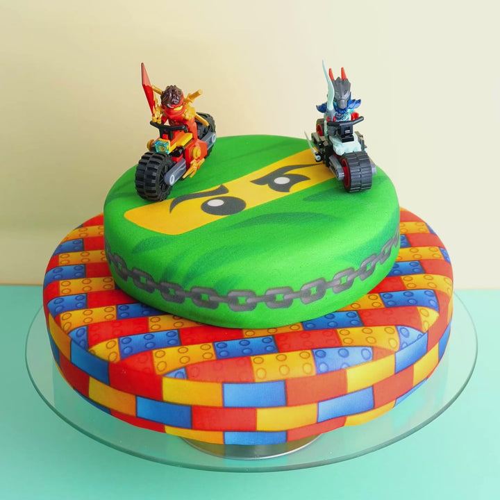 Lego® Ninjago® on a two-tier ninja cake