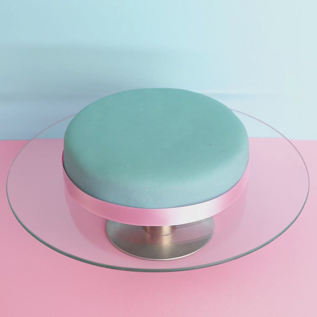 Blue cake with cake ribbon