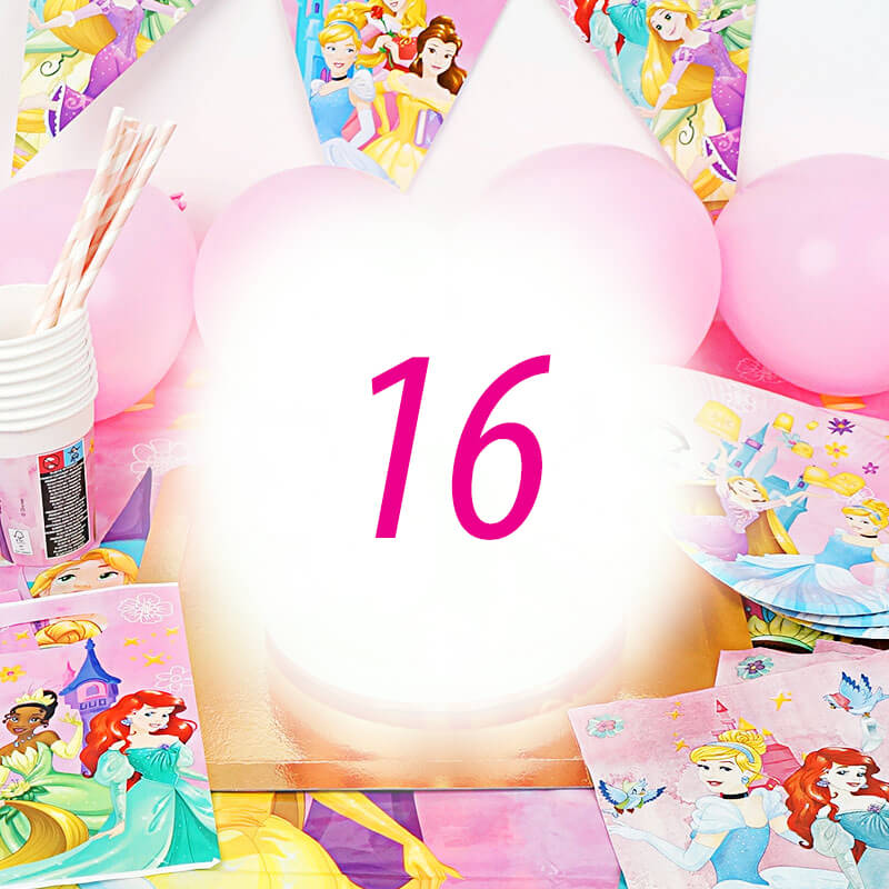 Princess Party Set for 16 children – decorations only, no cake