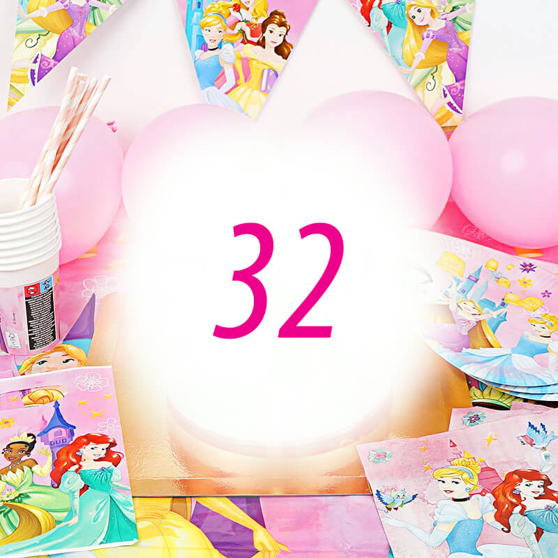 Princess Party Set for 32 children – decorations only, no cake