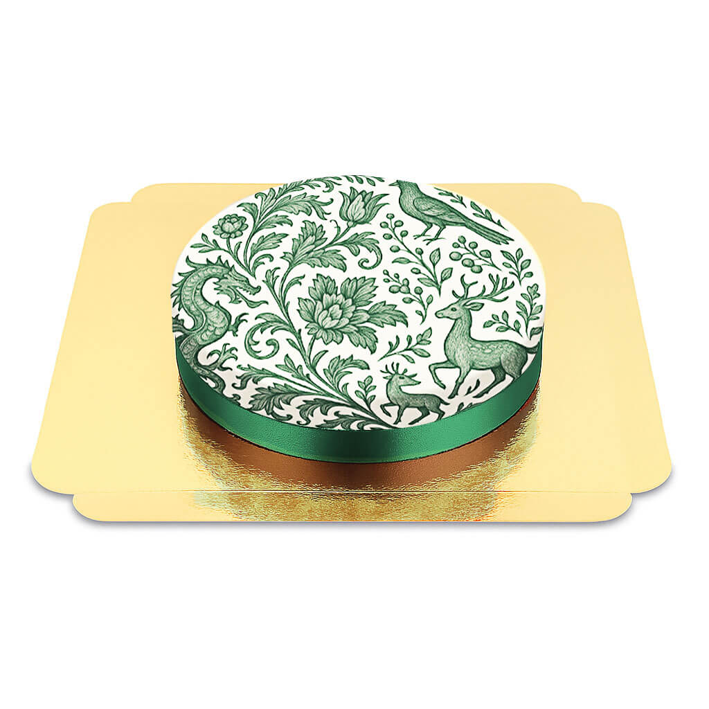 Dark Green Porcelain Painting Cake