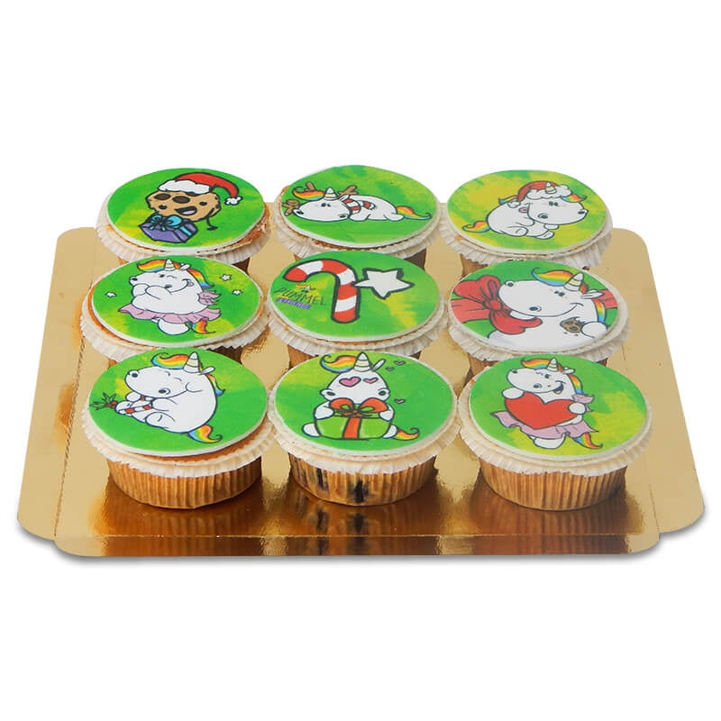 Pummeleinhorn Christmas cupcakes, 9 pieces