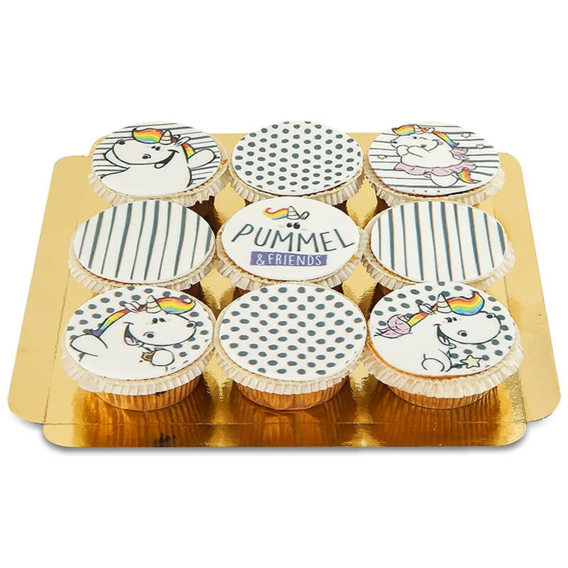Patterned Pummeleinhorn cupcakes, 9 pieces