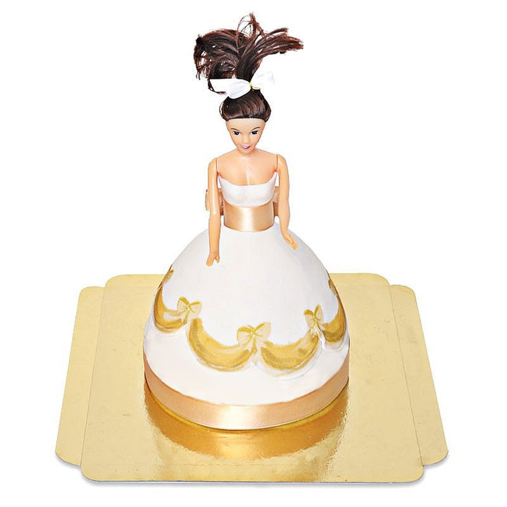 Doll Princess Cake with a Gold Dress