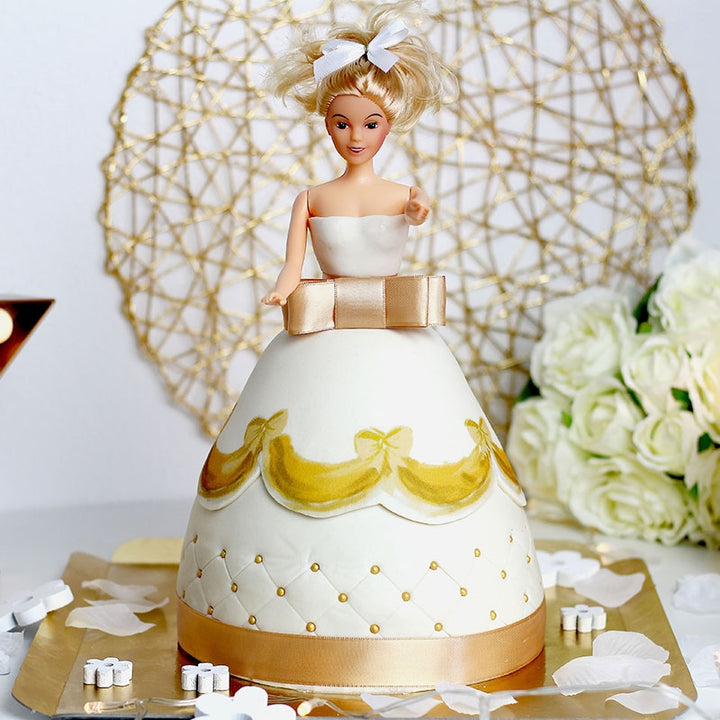 Deluxe Doll Princess Cake with a Gold Dress
