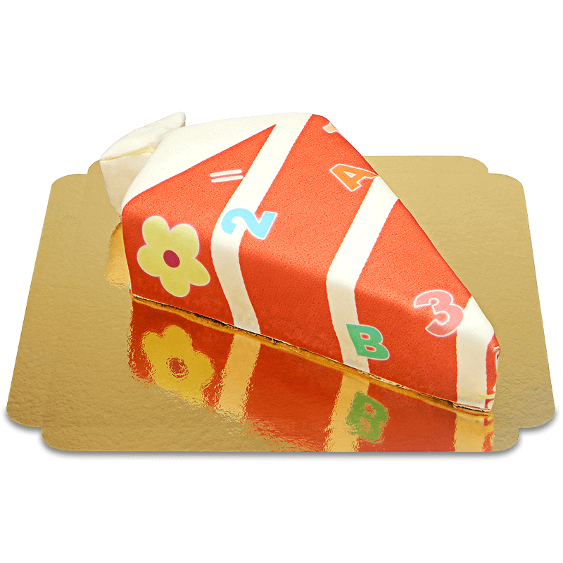 School cone cake with numbers in red