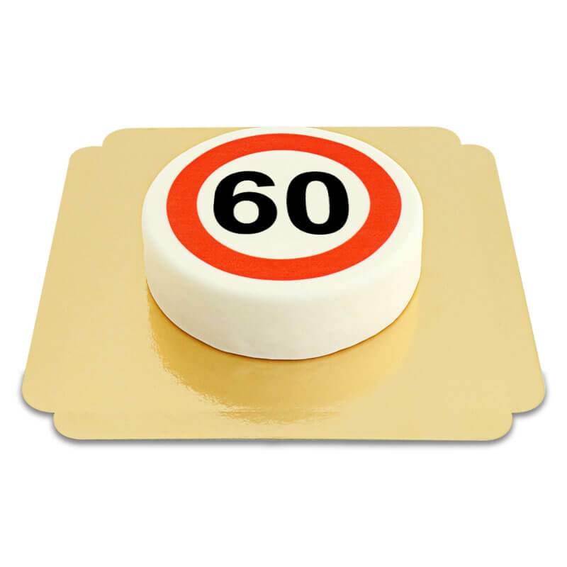 Round 60th Birthday Street Sign Cake