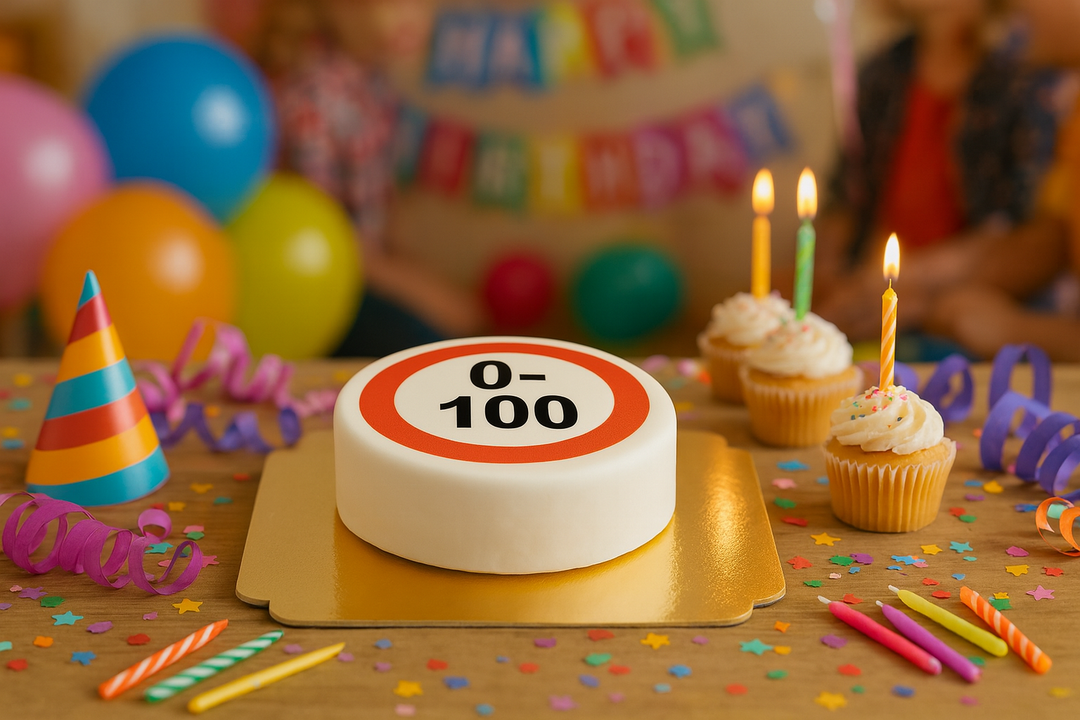 Round street sign cake for all ages