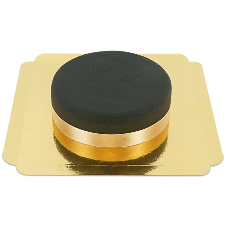 Black cake with cake ribbon