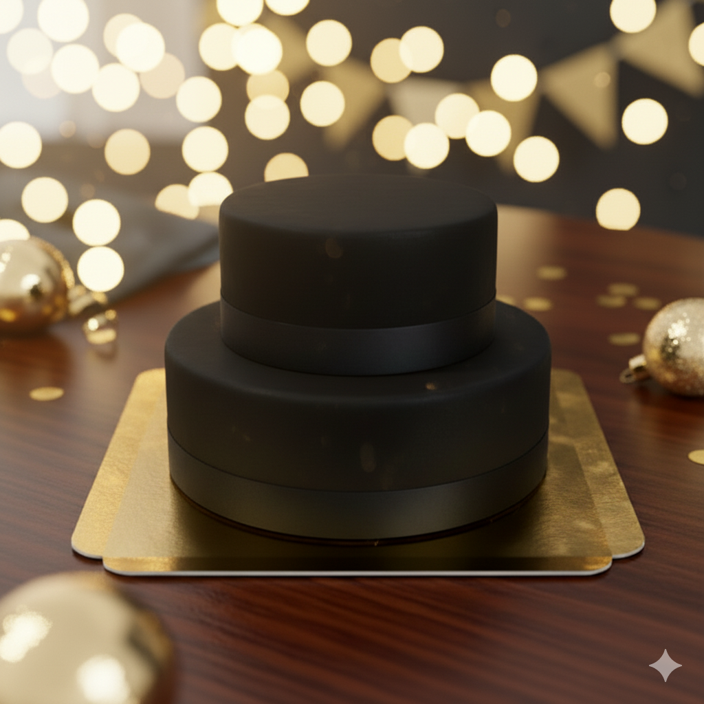Black Deluxe Cake with Cake Ribbon