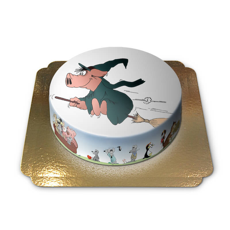 Halloween Witch and Pig Cake - Uli Stein